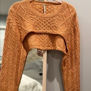 free people orange knit shoulder shrug